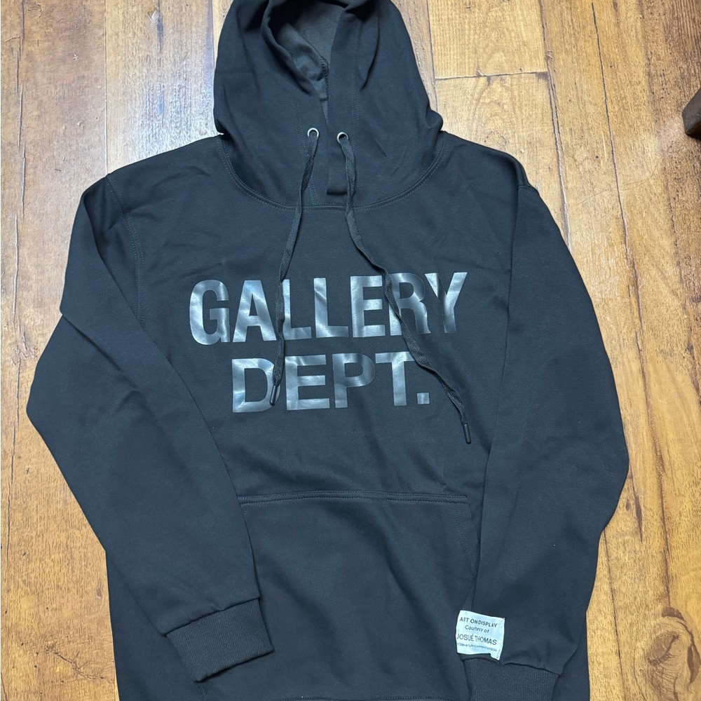 Gallery Dept Black Pullover Hoodie with Gloss Logo